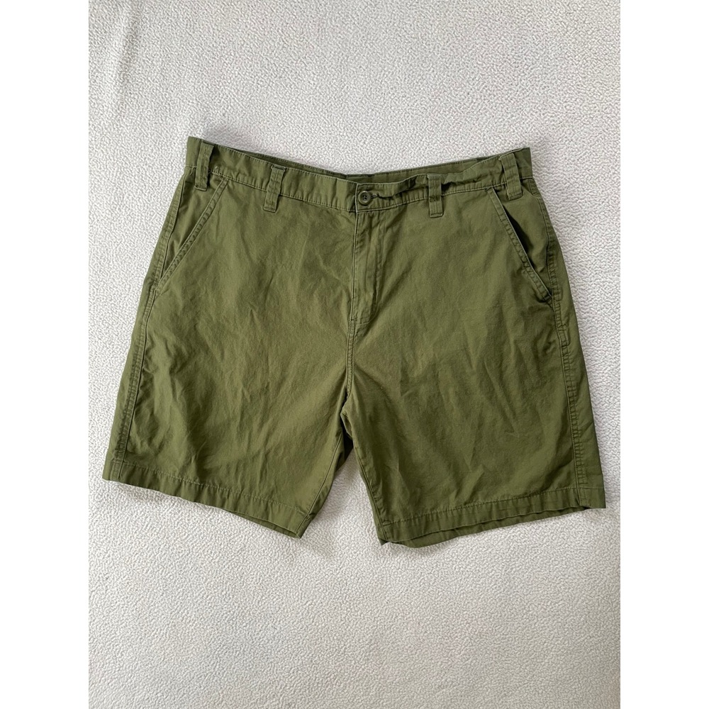 Eddie Bauer Mens 38x8 Chino Shorts Olive Green Cotton Canvas Outdoor Casual